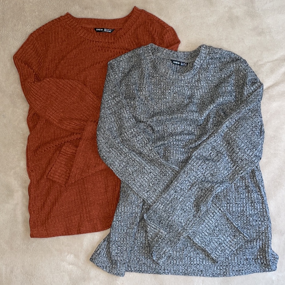 Shein Long Sleeve Rib-Knit Top